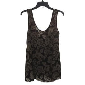Vintage Andrés 100% Silk Burnout Velvet Floral Tank Blouse Small